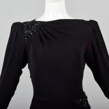 1980s Saks Fifth Avenue Deco Revival Little Black Dress Blade Runner Style