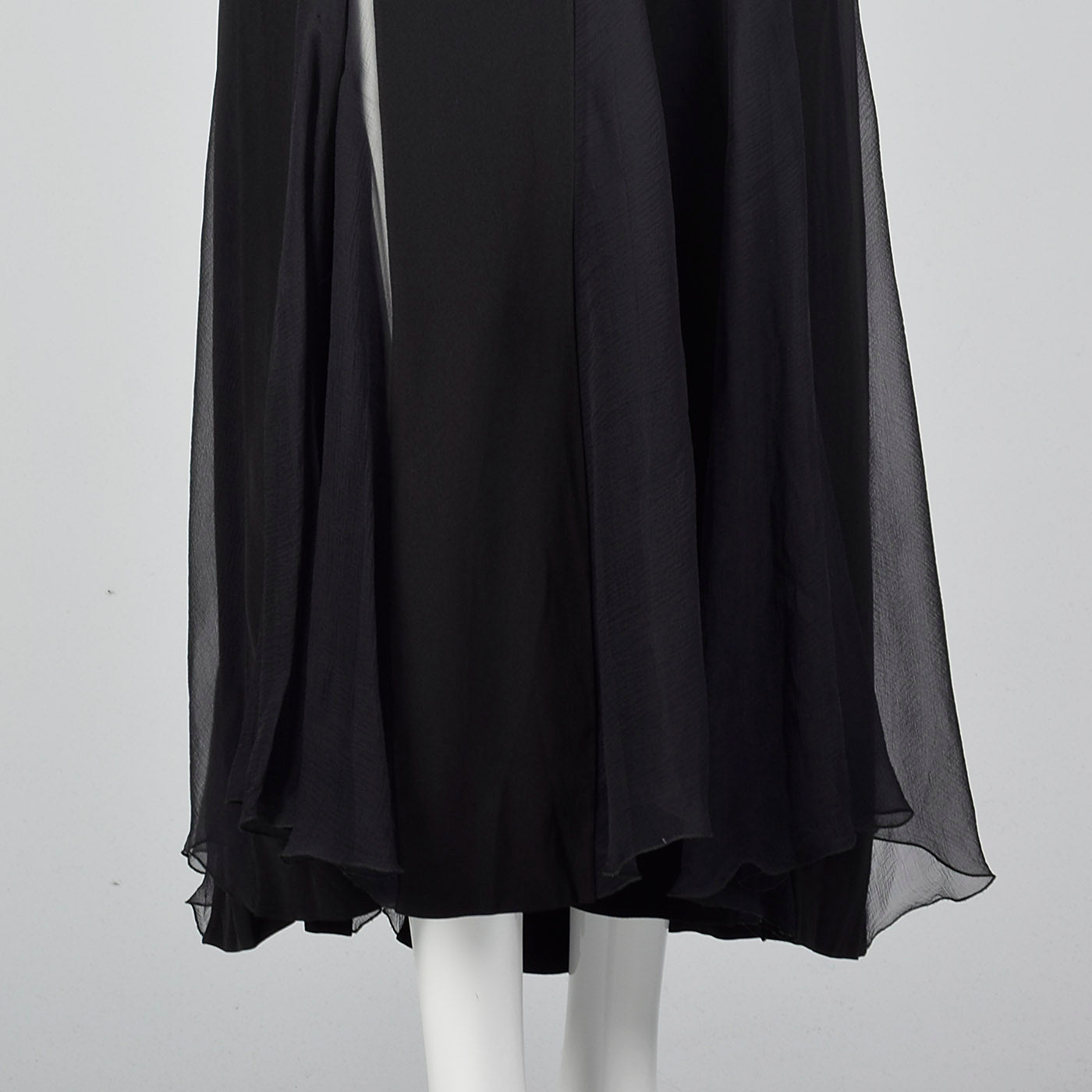 1990s Jil Sander Sexy Gothic Dress with Sheer Silk Panel Skirt