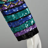 Large 1990s Geometric Color Block Sequin Jacket Holiday Party Separates