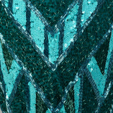 Large 1980s Bob Mackie Gown Bugle Beads Sequins Caged Back Hi Low Beaded Fringe Hem