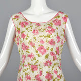 1930s Floral Cotton Slip On Dress with Rhinestone Detail