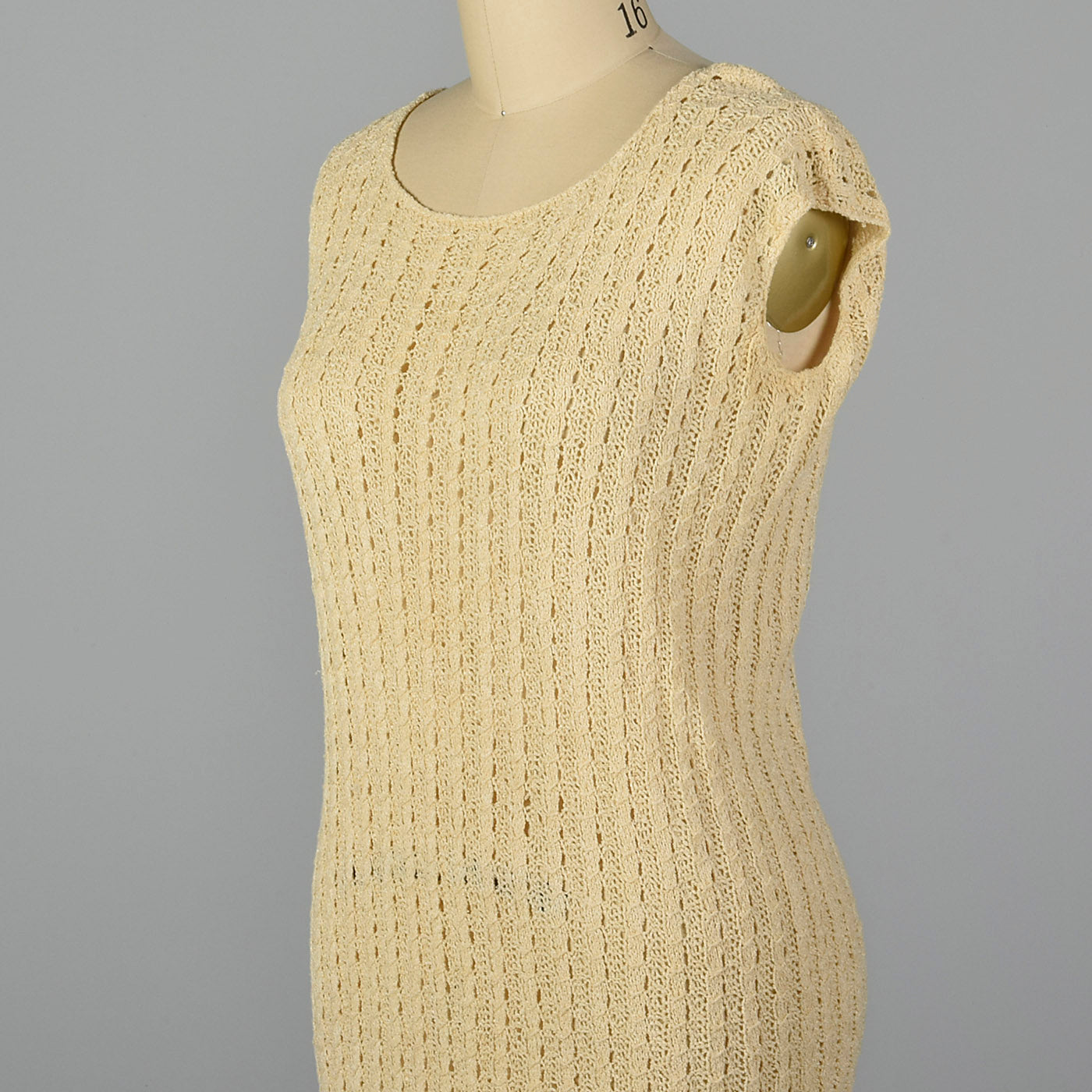 1920s Cream Cable Knit Dress