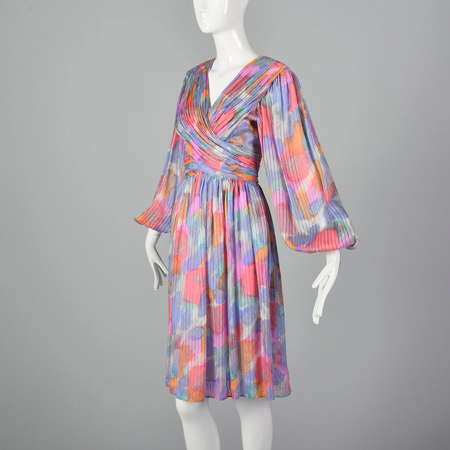 1990s Morton Myles Paint Stroke Silk Dress