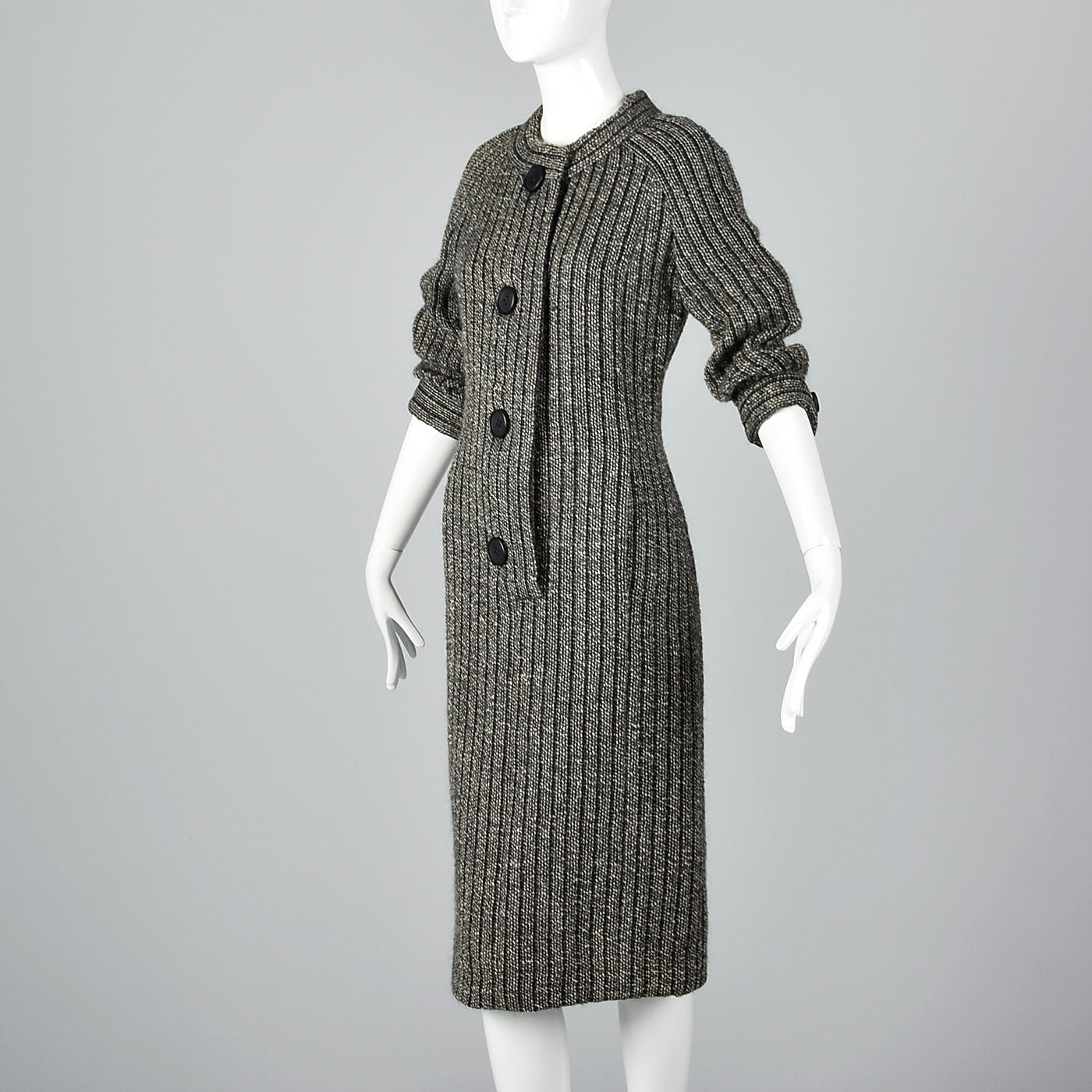 1960s Curve Hugging Chunky Tweed Dress