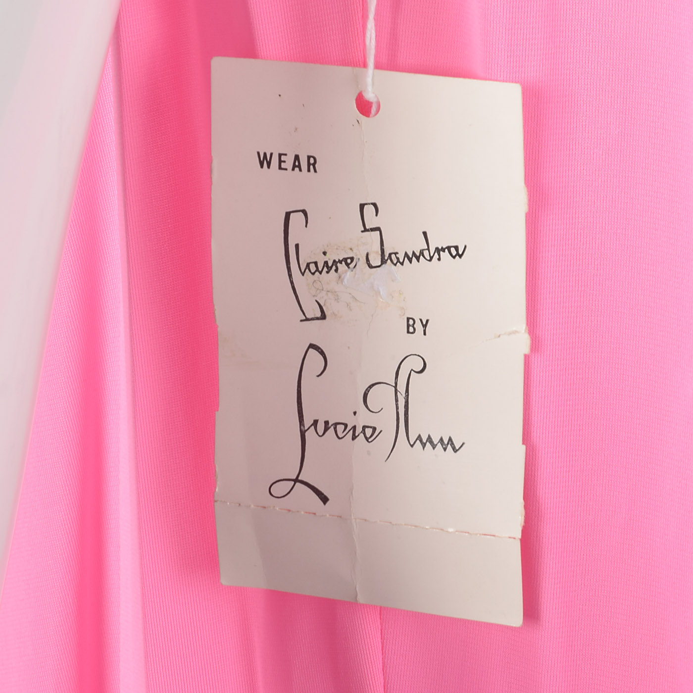 1960s Claire Sandra Lucie Ann Deadstock Pink Nightgown with Sheer Stripe