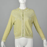 1960s Green Cardigan with Beading and Sequins