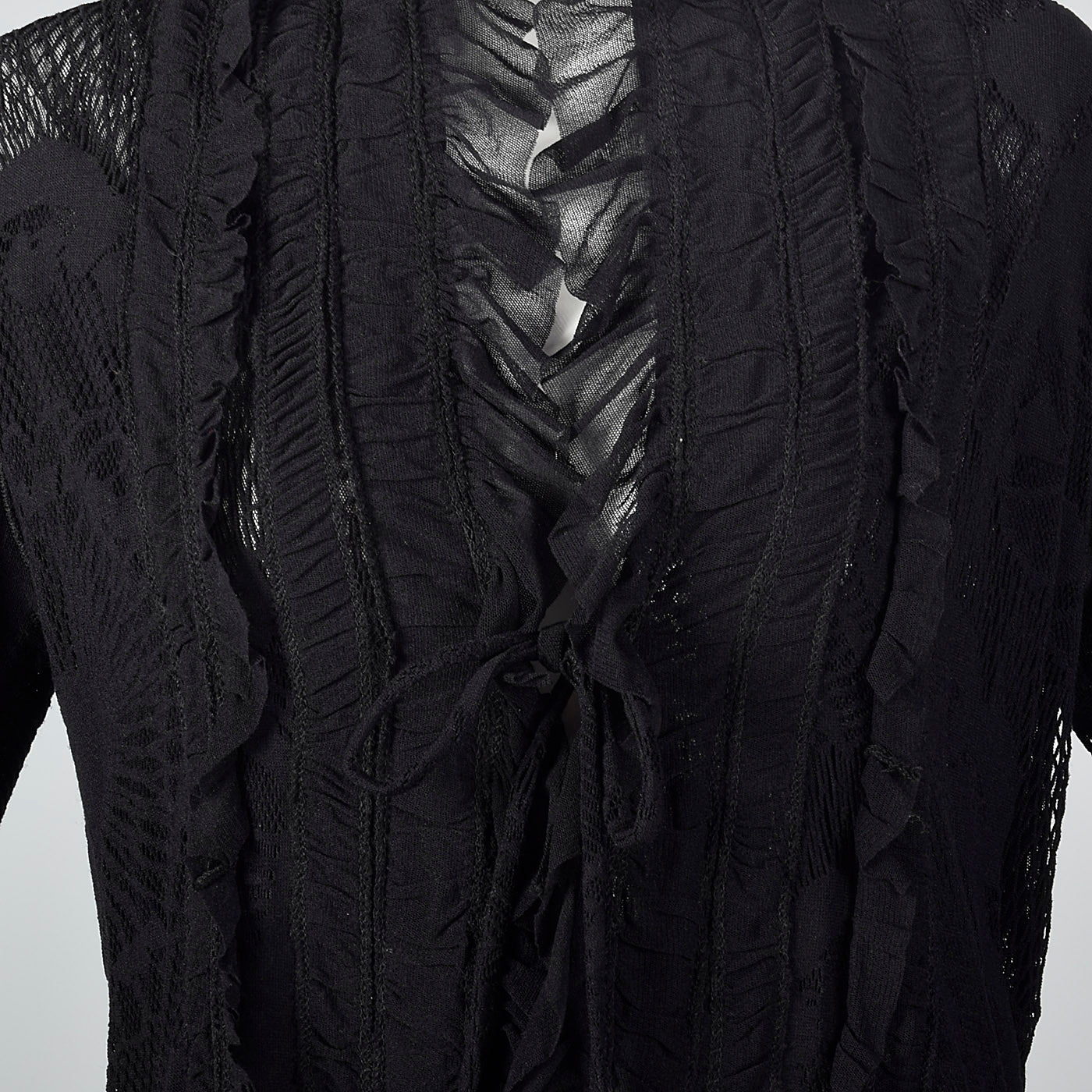 1990s Jean Paul Gaultier Soleil Black Lace and Mesh Jacket