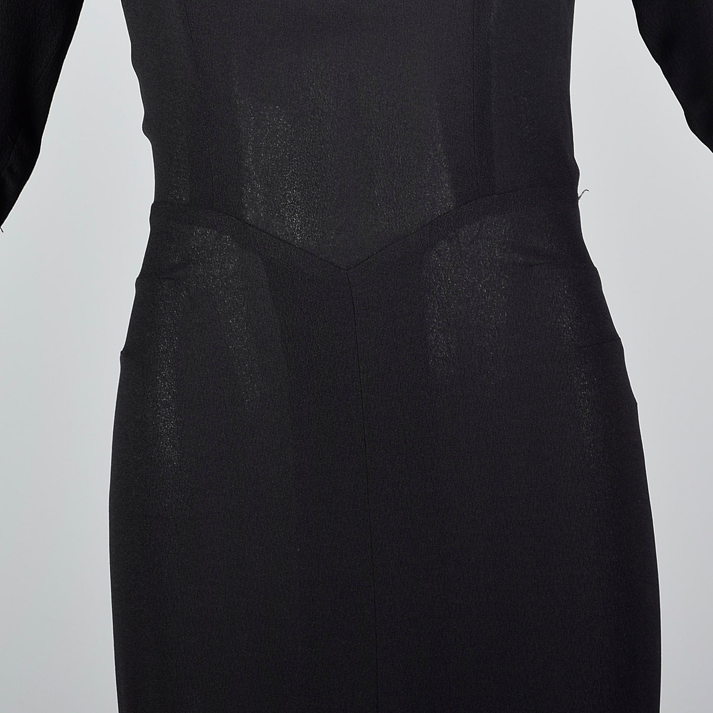 1940s Black Crepe Evening Dress with Train, Very Morticia