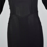 1940s Black Crepe Evening Dress with Train, Very Morticia