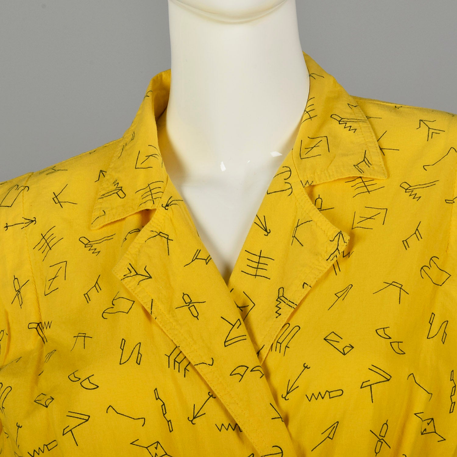 Small Yellow Jumpsuit 1980s Bright Cotton Bold Novelty Print Capri