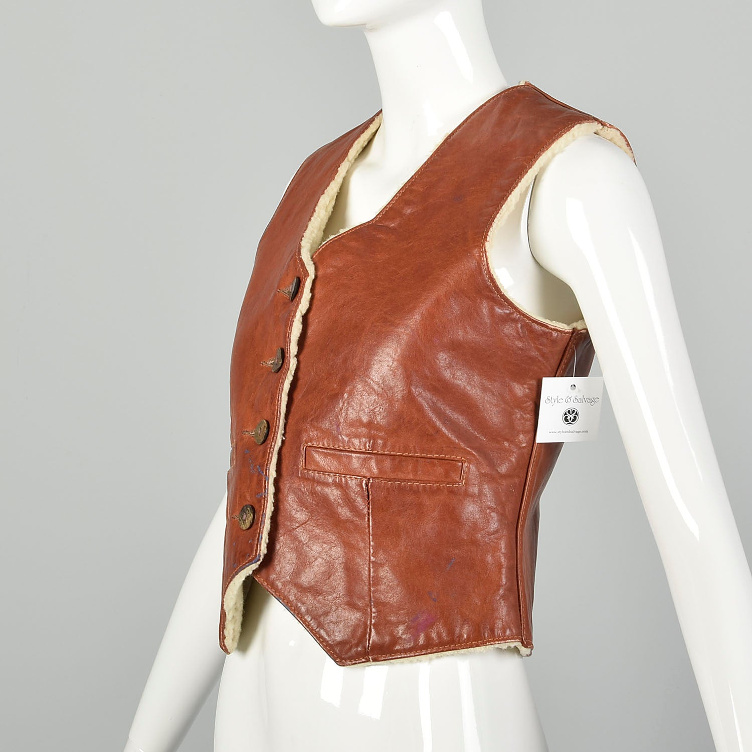 Small 1960s LL Bean Leather Vest Distressed