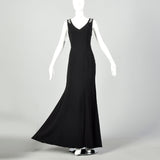 Small Theia Black Beaded Evening Gown Sexy Formal Sleeveless Dress