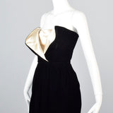 Timeless Lanvin Black Velvet Strapless Dress with Ivory Petal Bust