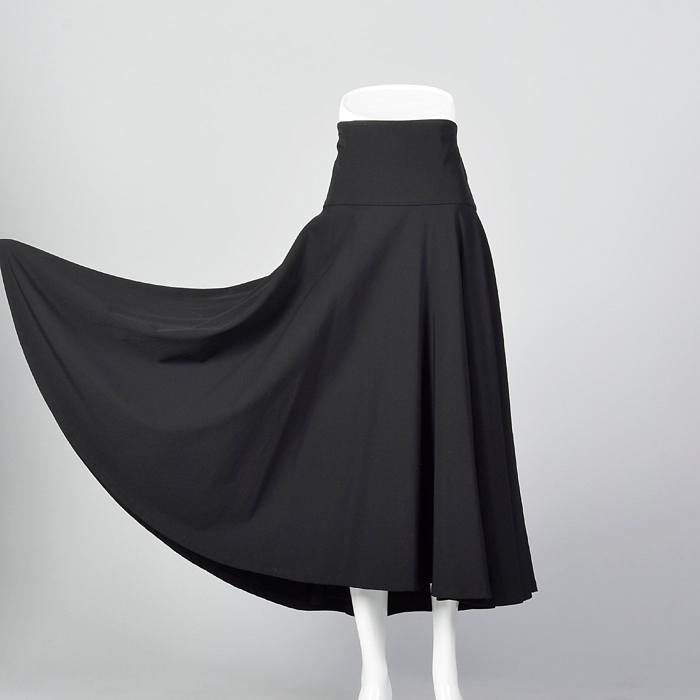 2010s Yohji Yamamoto Black Full Circle Skirt with High Waist