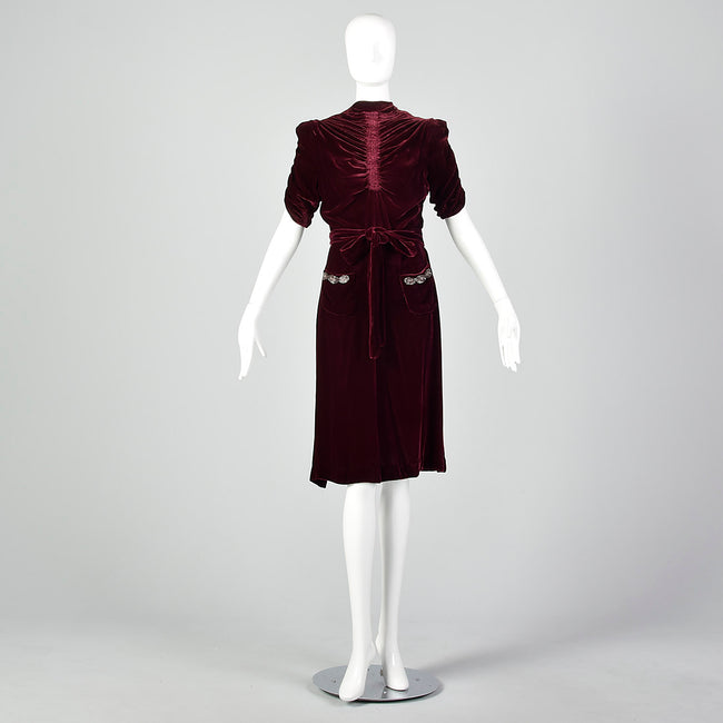 Small 1930s Silk Velvet Day Dress