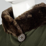 1980s Yves Saint Laurent Fourrures Olive Green Coat