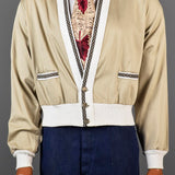 1960s Mens Casual Jacket with Ribbed Knit Trim