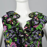 1970s Black Floral Maxi Dress