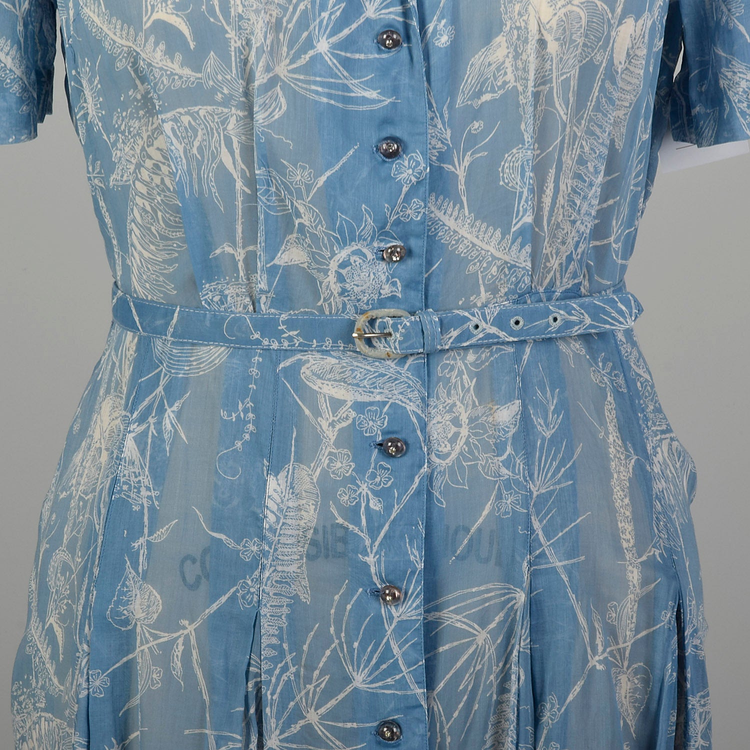 XXL 1950s Day Dress Semi-Sheer Casual Lightweight Volup Novelty Print