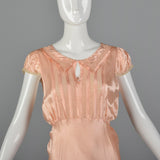 1930s Pink Satin Nightgown with Keyhole Bust