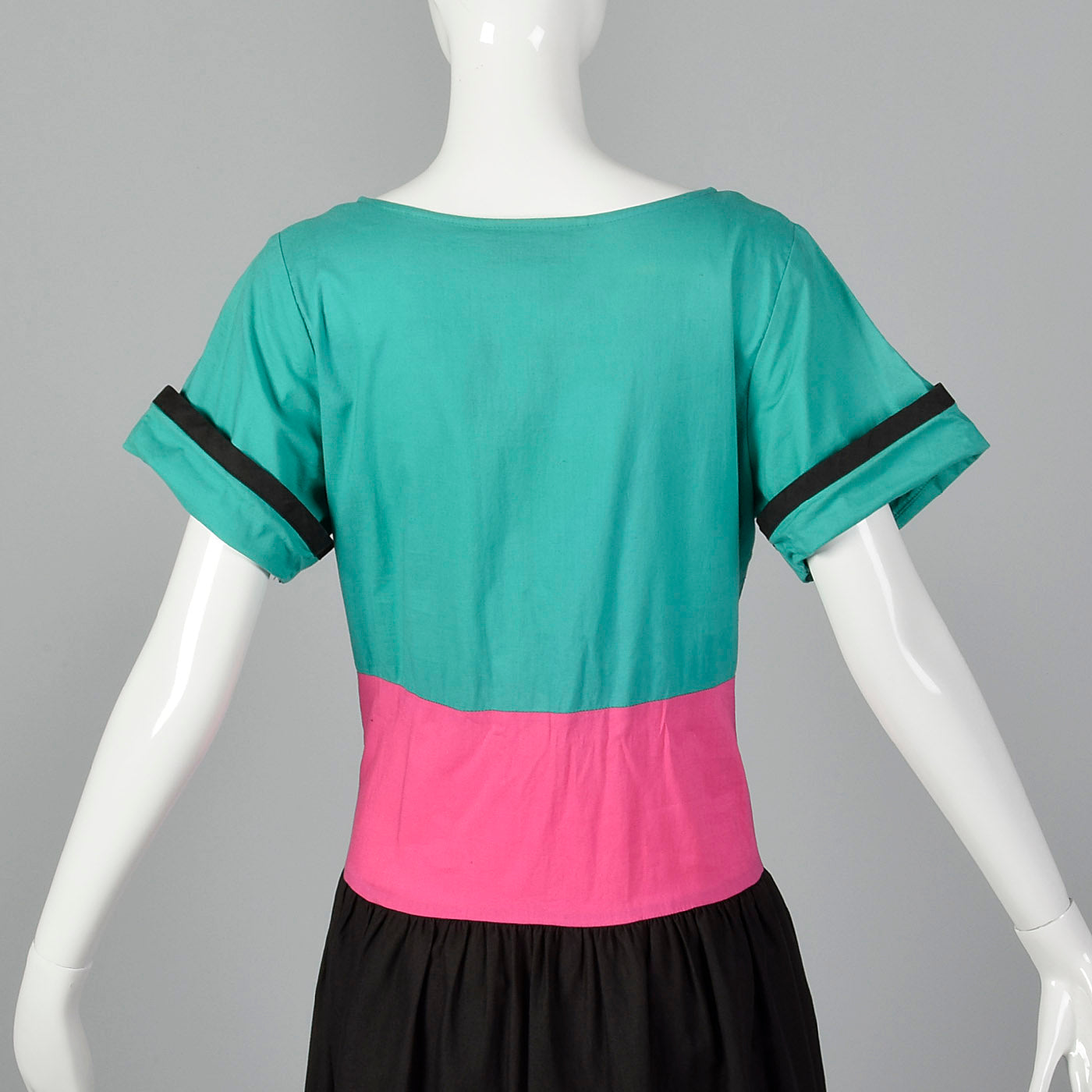 1990s Oscar de la Renta Neiman Marcus Color Block Cotton Dress