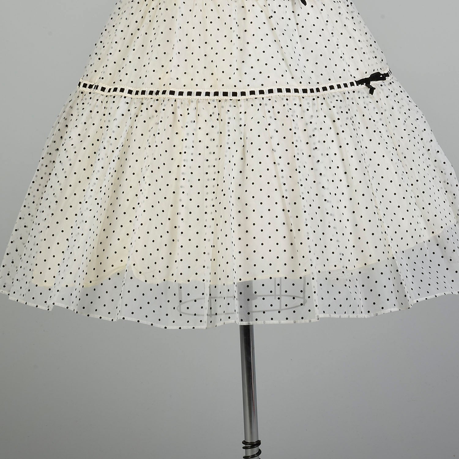 Medium 1950s Black & White Sleeveless Polka Dot Fit & Flare Party Dress