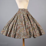 1950s Glitter Paisley Print Full Circle Skirt