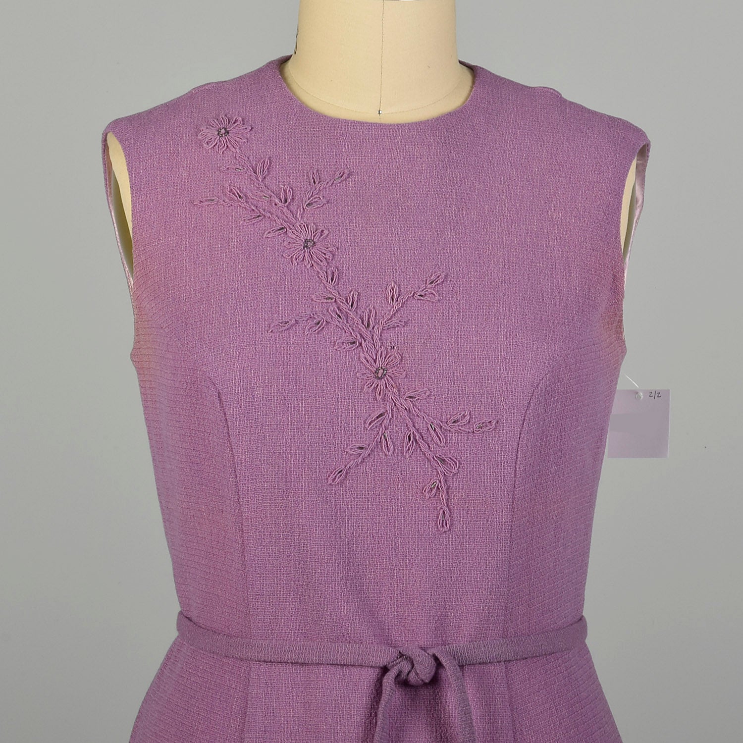 XL 1960s Set Purple Tweed Autumn Jacket Lilac Day Dress Ensemble
