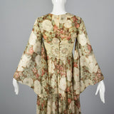 1970s Gunne Sax Brown Floral Maxi Dress