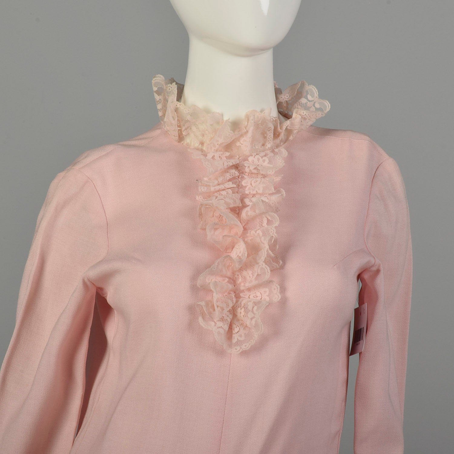 XXS 1970s Jumpsuit Two-Piece Pink Lace Vest Longsleeve