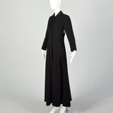XS 1930s Black Princess Coat Long Maxi Winter Outerwear