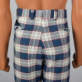 1970s Blue and Red Plaid Pants