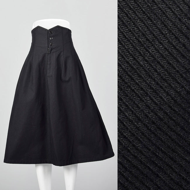 2000s Limi Feu Yohji Yamamoto Black High Waist Skirt with Pockets