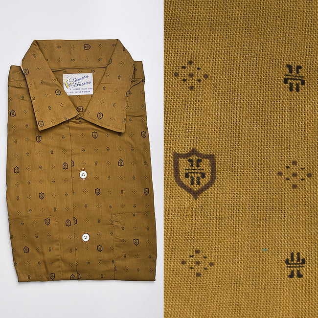 1950s Mens Deadstock Gold Print Shirt