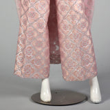1960s Pink and Silver Tunic Dress and Pant Set
