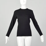 Small 1980s Gianni Versace Black Jersey Knit Top with Long Sleeves