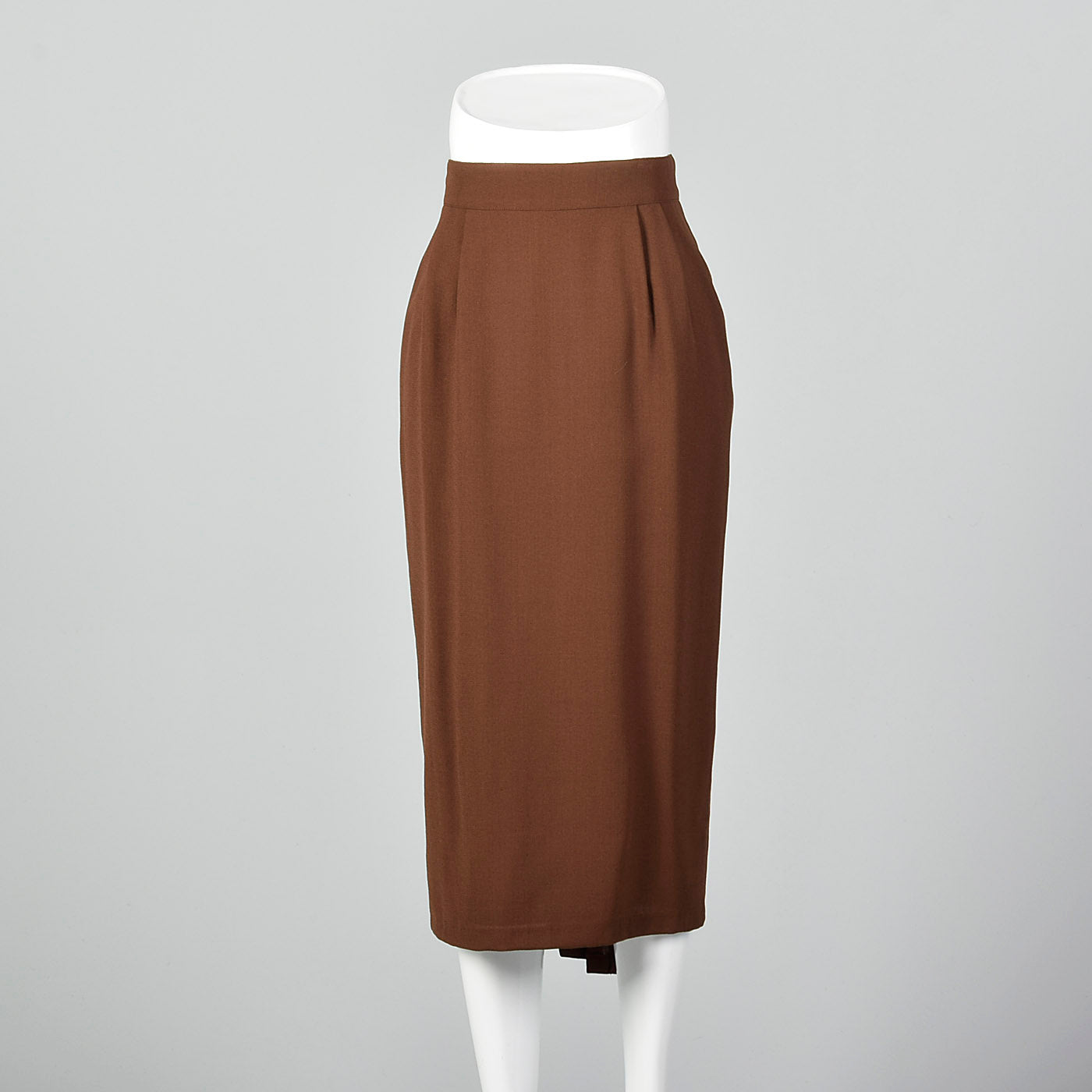 1980s Asymmetrical Brown Wool Crepe Skirt