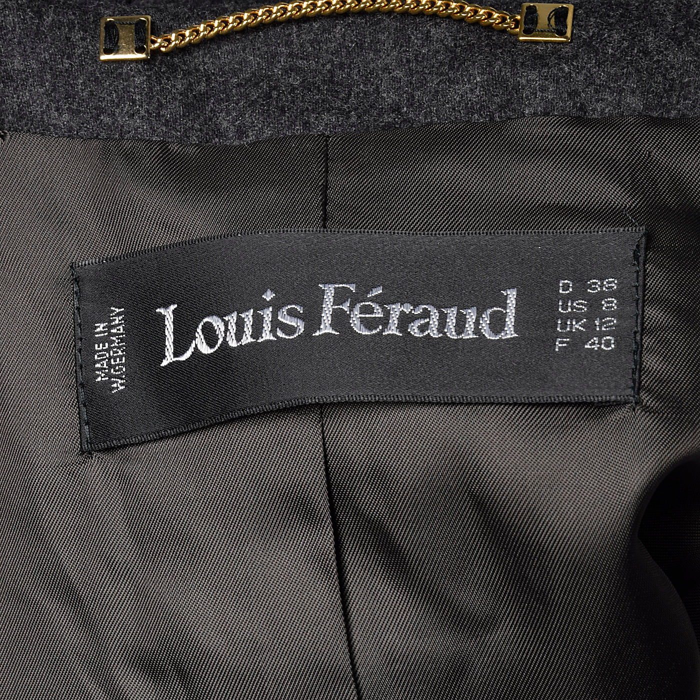 1980s Louis Feraud Gray Jacket with Geometric Velvet Appliques