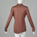 Rodier 1990s Lightweight Heathered Chestnut Wool Turtleneck