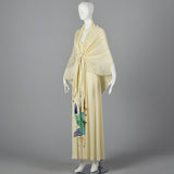 1970s Hand Painted Maxi Dress and Matching Shawl