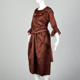 Large 1910s Brown Silk Day Dress