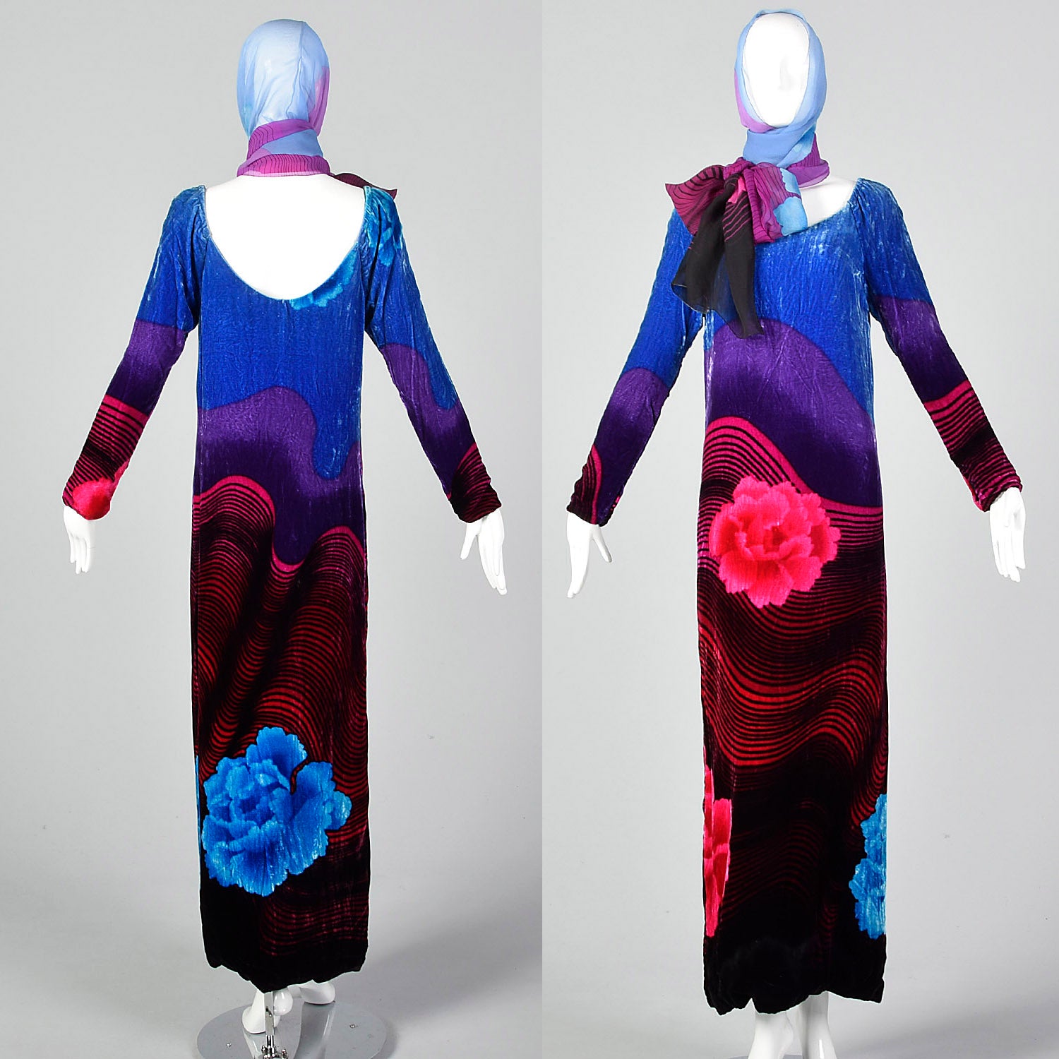 Small 1970s Velvet Maxi Tunic Dress