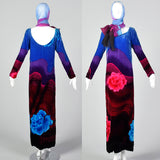 Small 1970s Velvet Maxi Tunic Dress
