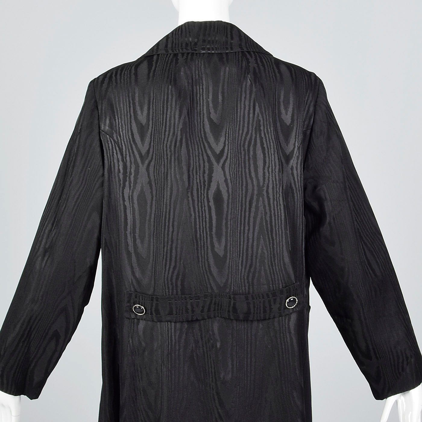1960s Black Moire Double Breasted Coat