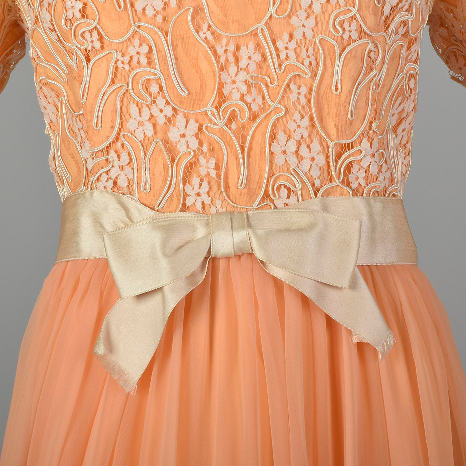 Large Nat Kaplan 1970s Chiffon and Lace Gown