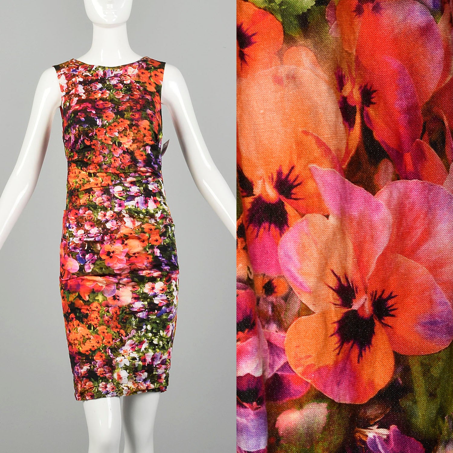 XS Nicole Miller Artelier Floral Mini Dress Summer Sleeveless Designer