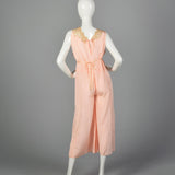 1920s Pink Silk Jumpsuit Pajamas
