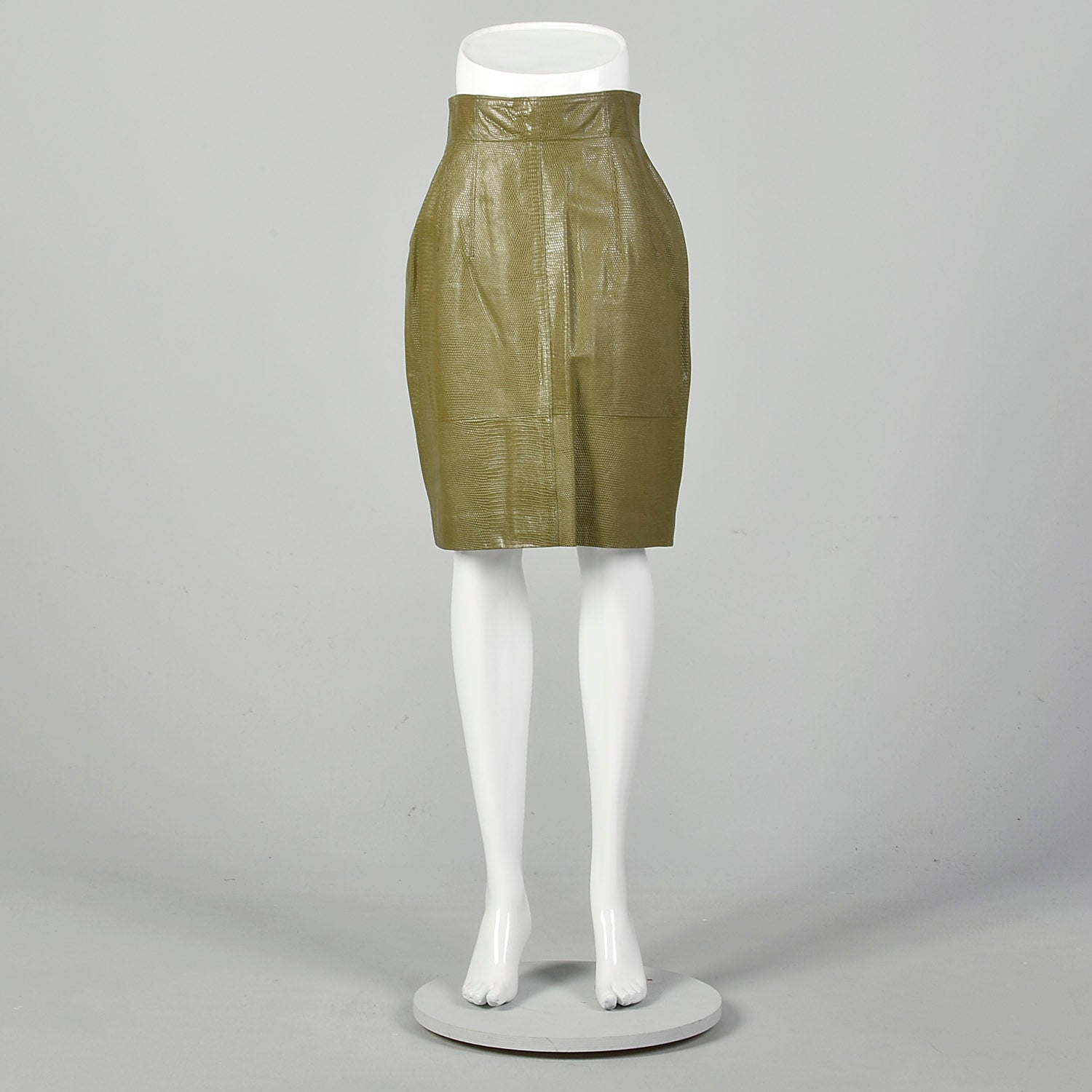 Small Green Leather Embossed Snakeskin Skirt