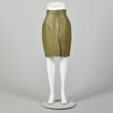 Small Green Leather Embossed Snakeskin Skirt