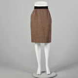 Medium Valentino Boutique 1980s Brown Tweed Skirt